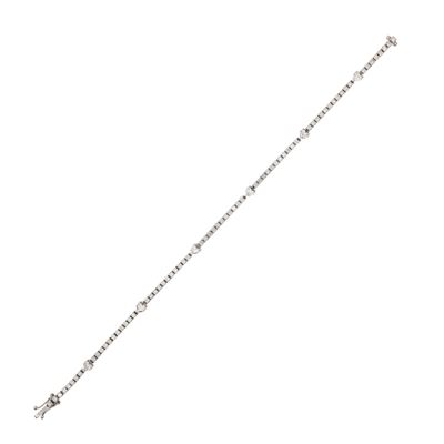 Bracciale tennis, oro bianco 18kt con diamanti taglio brillante e a cuore