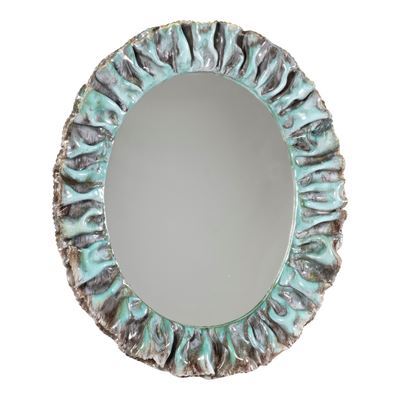 Produzione La Farnesiana, Specchio da parete in ceramica smaltata e vetro specchiato
