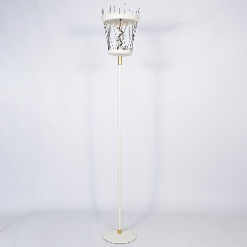 Pietro Chiesa, Lampada da terra in metallo verniciato e ottone, Italia, anni '40