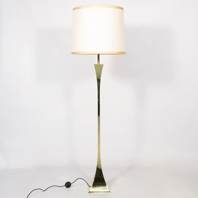 Lampada da terra in ottone con paralume