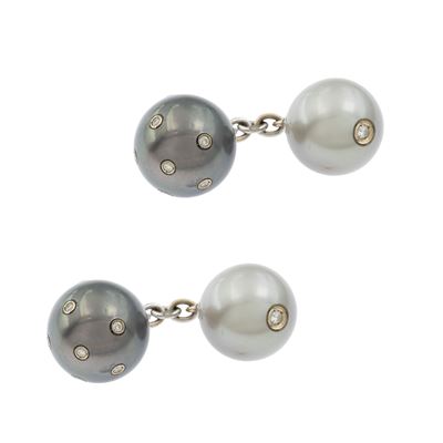 Gemelli in Oro Bianco 18kt e Perle Tahiti