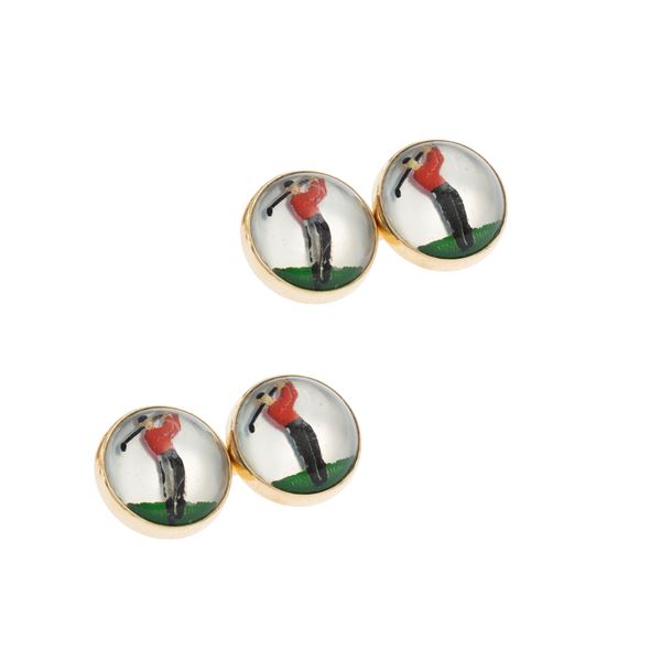 Cufflinks depicting golf players
