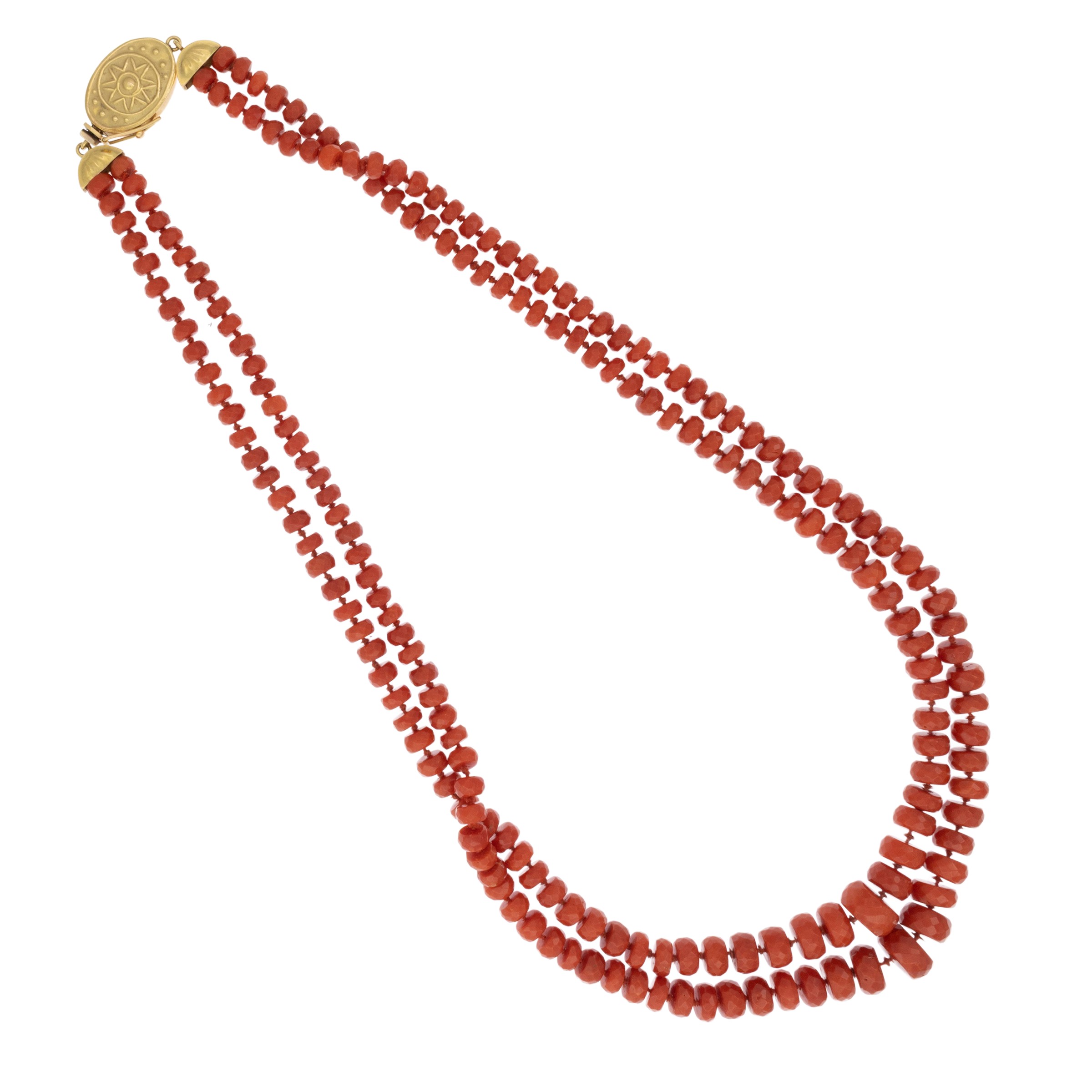 Collana e bracciale in corallo rosso e oro giallo 18kt
