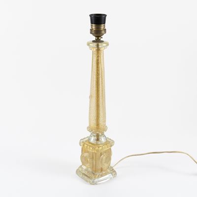 Ercole Barovier, Lampada da tavolo in vetro trasparente e foglia d'oro