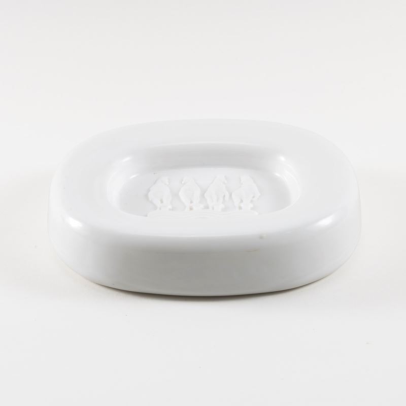 Seguso, Posacenere in vetro bianco, Murano, anni '80