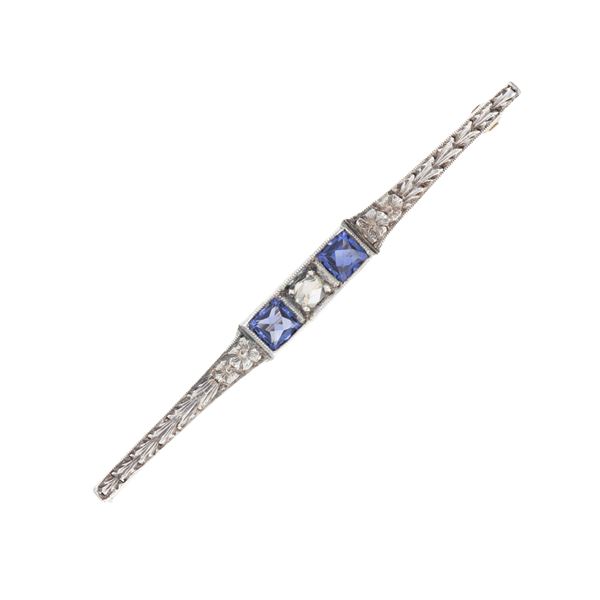 Antica spilla a barretta in oro a due colori 18kt