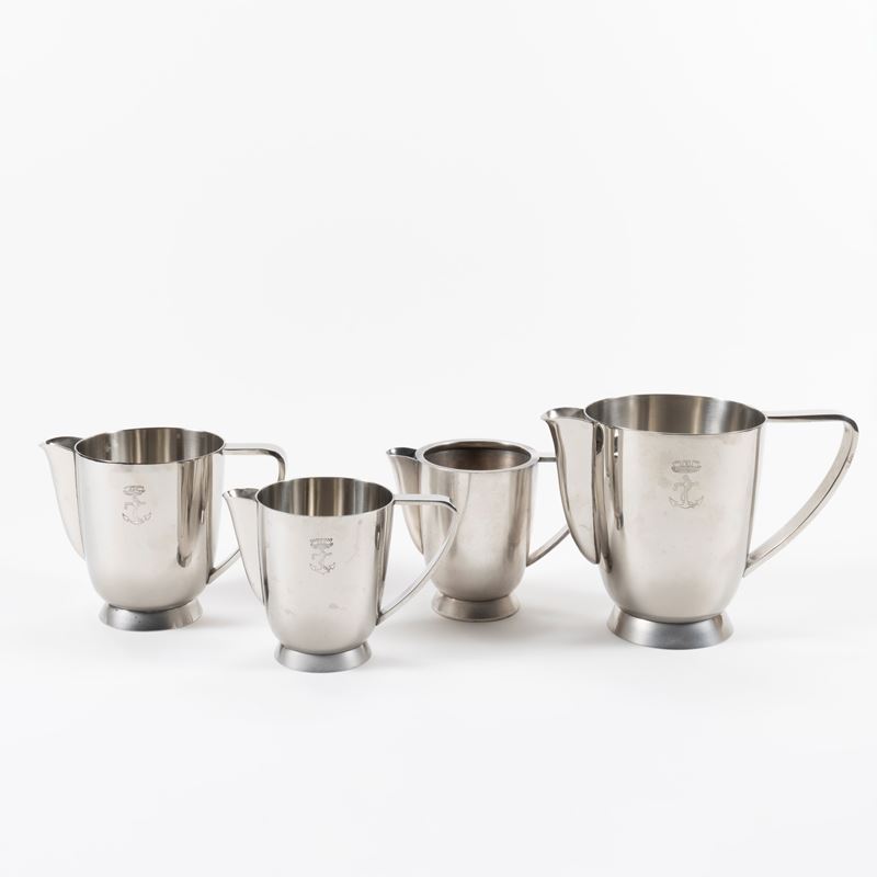 Gio Ponti - Set di quattro lattiere in alpacca, Italia, anni '50