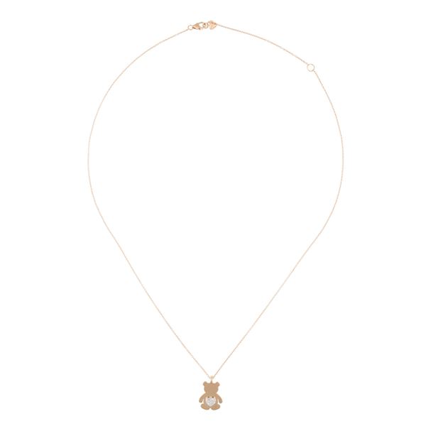 Collana con pendente orsetto in oro rosa 18kt e diamanti