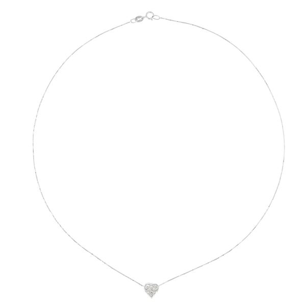 Collana con cuore in oro bianco 18kt e diamanti