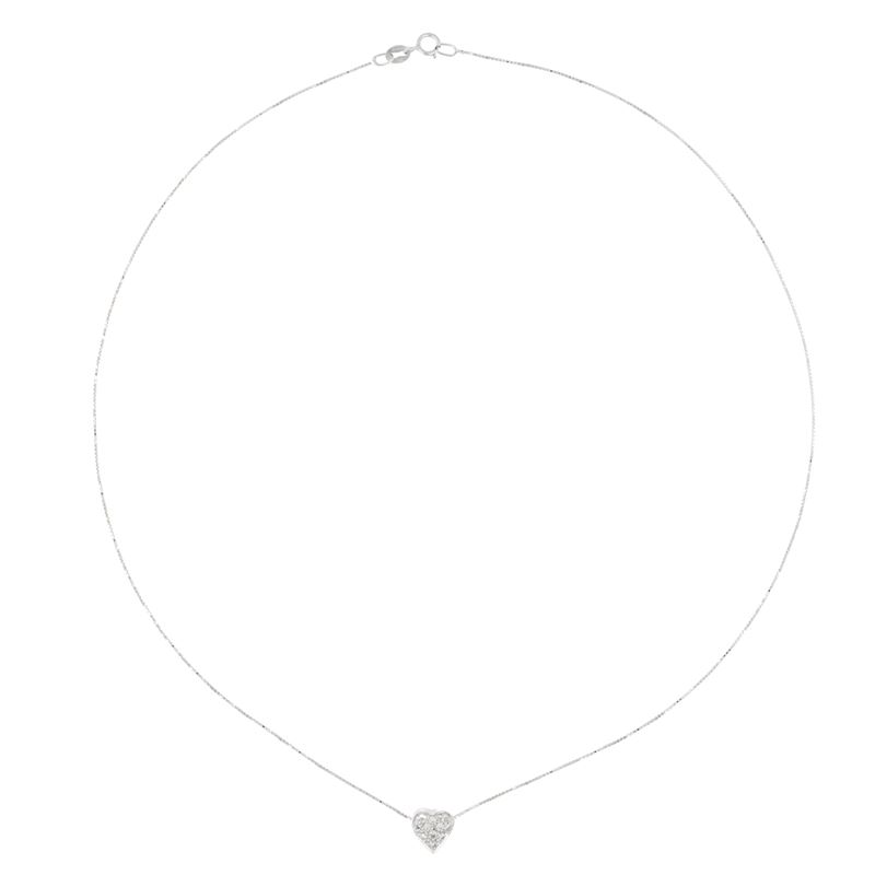 Collana con cuore in oro bianco 18kt e diamanti