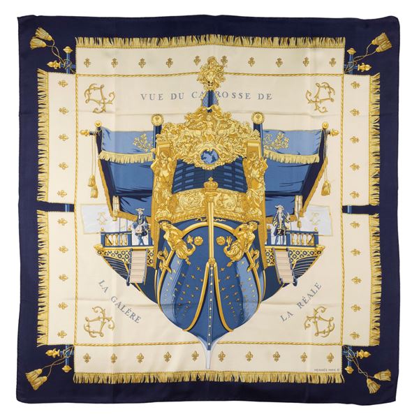 Herm&#232;s - vintage scarf hermes collection Vue du carrosse de la galere la rossa