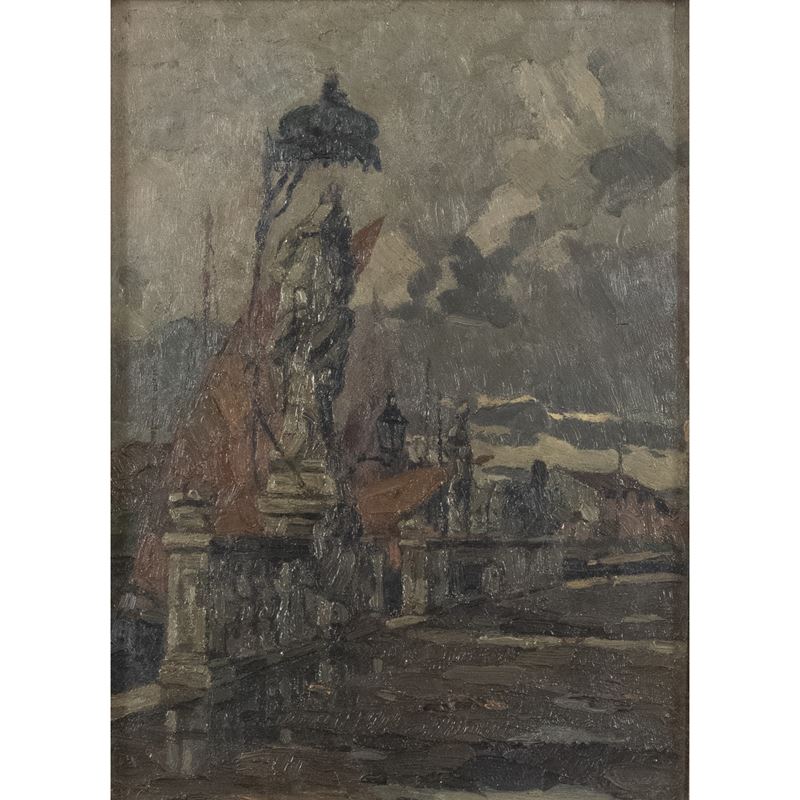 Angelo Pavan - Refugium Peccatorum di Chioggia, olio su cartone
