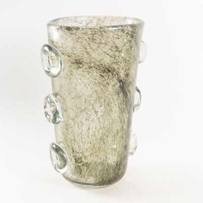 Vaso serie Crepuscolo in vetro soffiato con inclusione di filamenti metallici