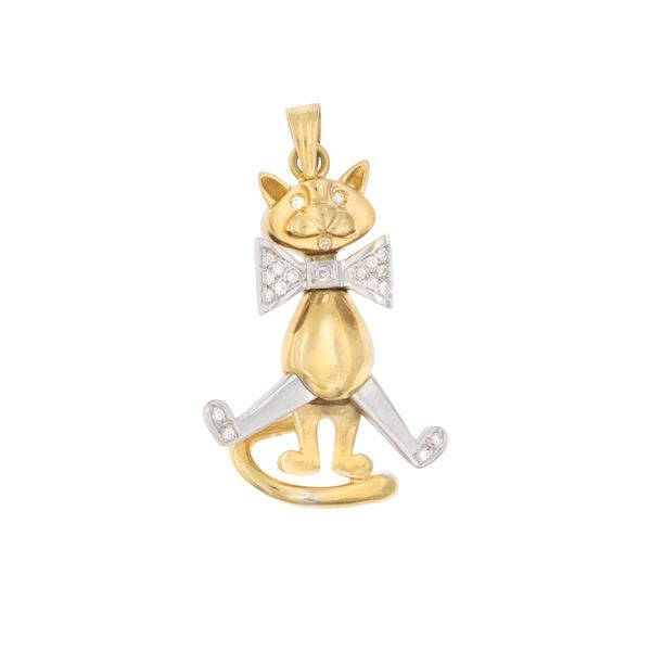 Jointed pendant depicting a cat