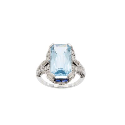 Anello in Oro Bianco 18kt con Aquamarina Naturale