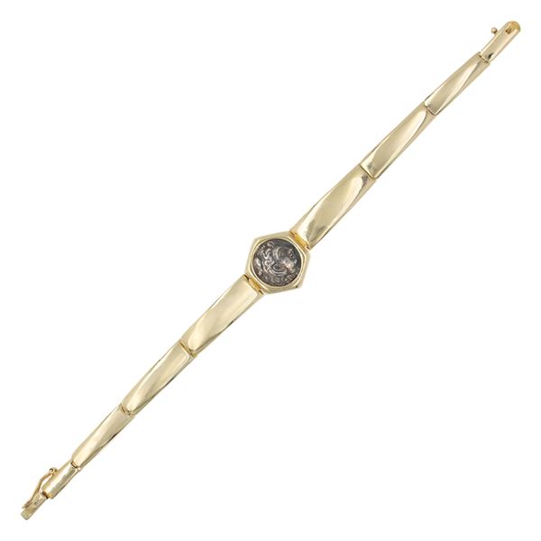 Bracciale in oro giallo 14kt con moneta