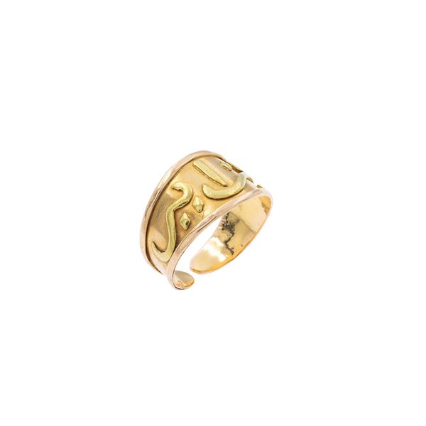 Anello a fascia aperta in oro a tre colori 12kt