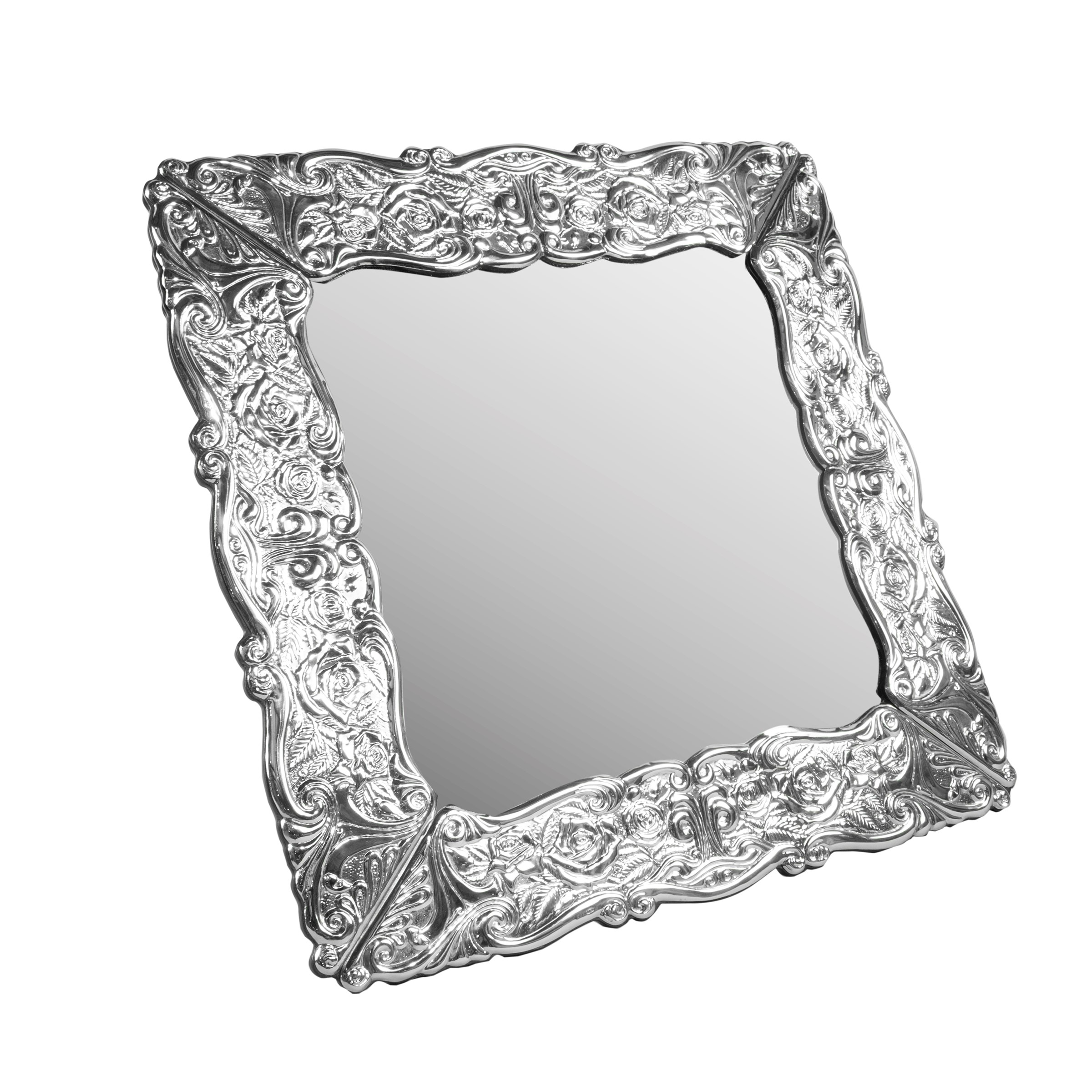 Specchiera da tavolo, argento e legno, Italia, XX secolo