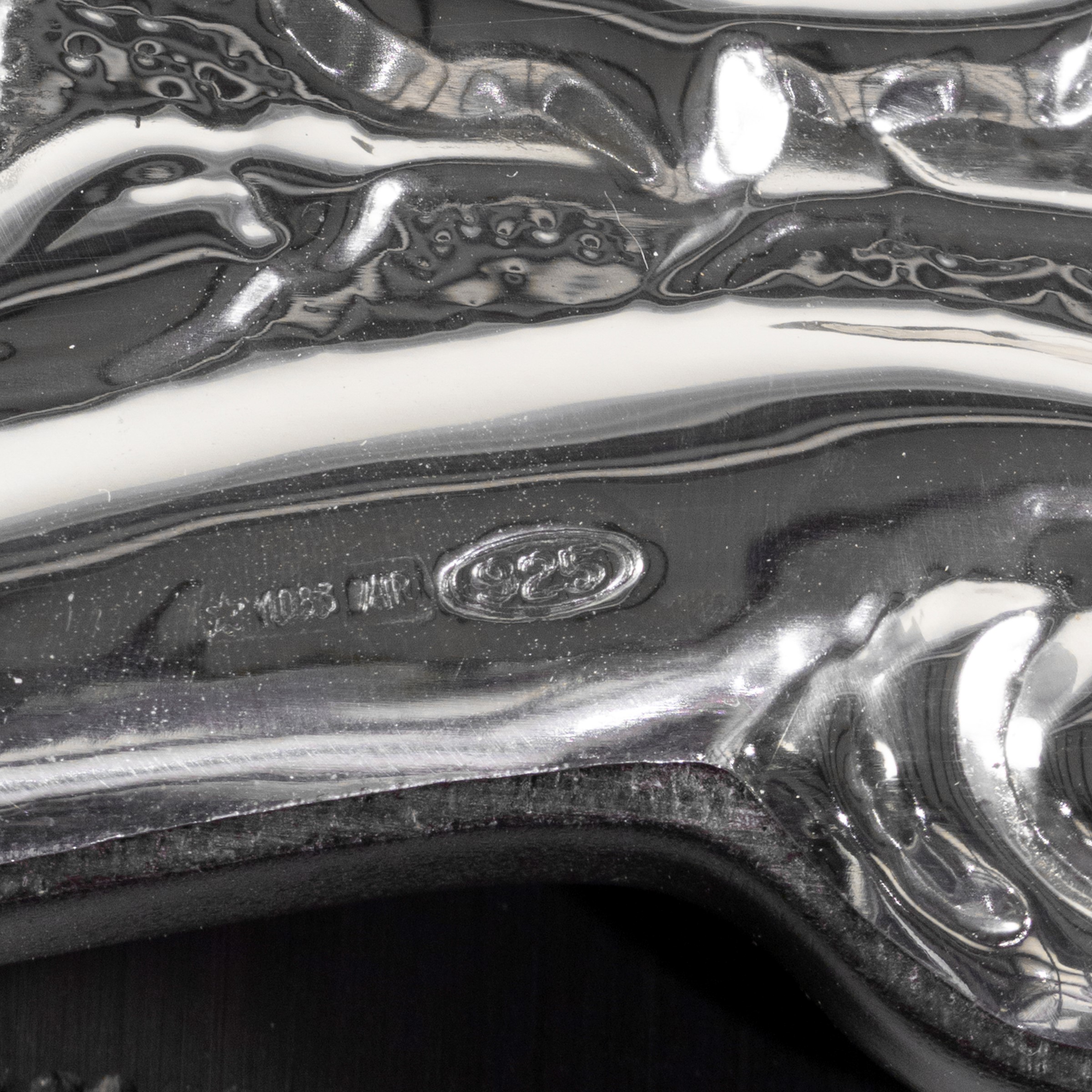 Specchiera da tavolo, argento e legno, Italia, XX secolo