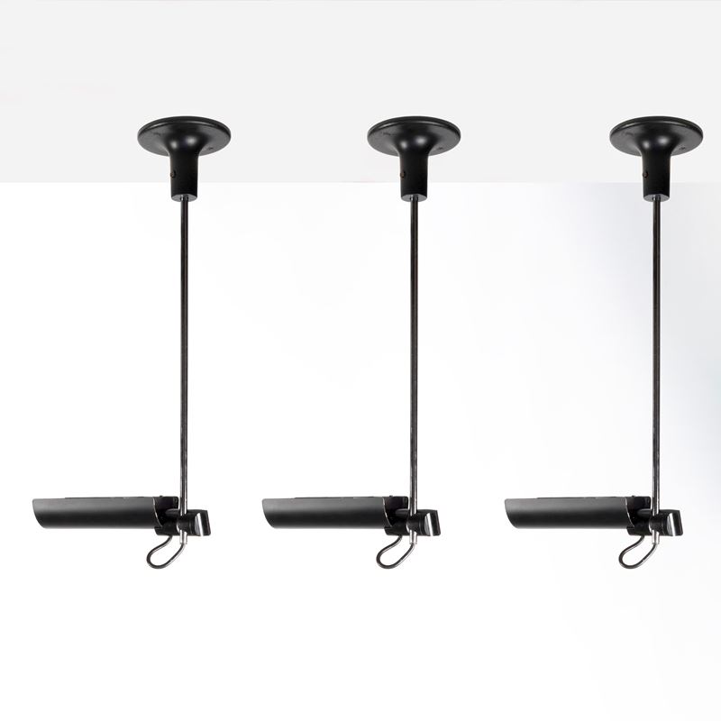 Vico Magistretti - Lampade da soffitto modello Adim, metallo cromato e alluminio verniciato