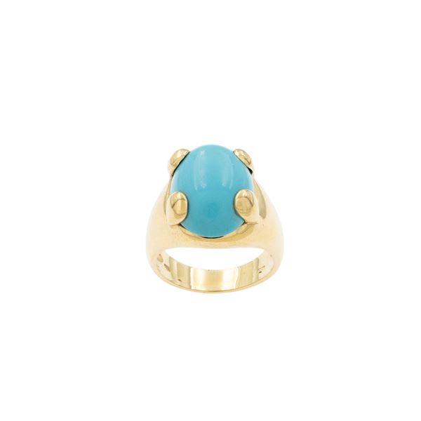 Anello in oro giallo 18kt e pasta di turchese