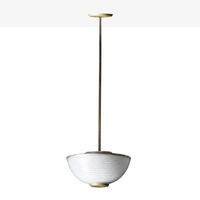 Barovier & Toso, Lampada a sospensione in ottone e vetro pulegoso