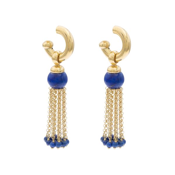 18kt yellow gold semi-circle earrings with removable pendants