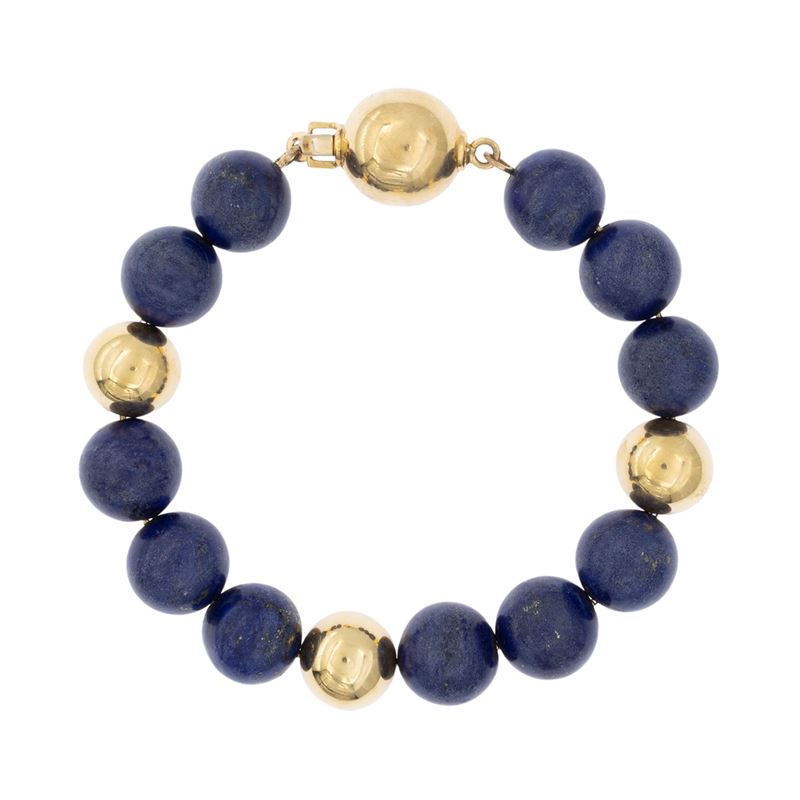 Bracciale sfere in lapislazzulo e oro giallo 18kt