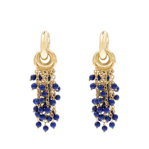 Orecchini semicerchi in oro giallo 18kt con doppi pendenti removibili