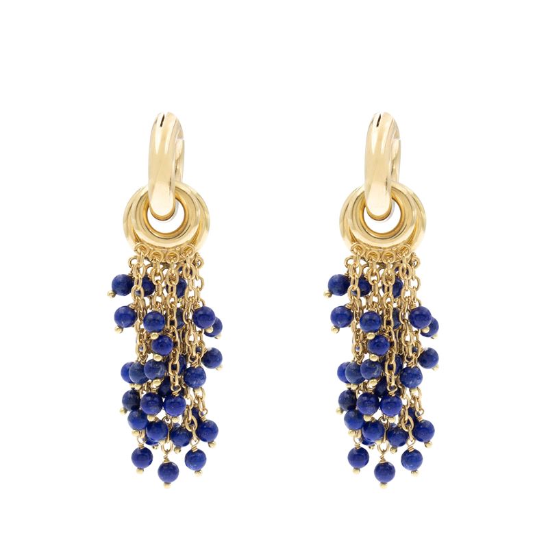 Orecchini semicerchi in oro giallo 18kt con doppi pendenti removibili