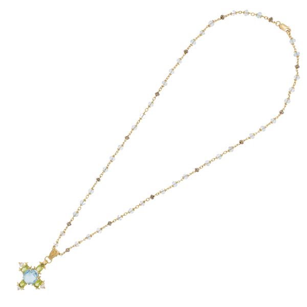 Necklace in 18kt yellow gold and aquamarines