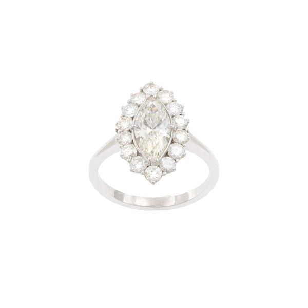 18kt white gold with natural marquise cut diamond ring