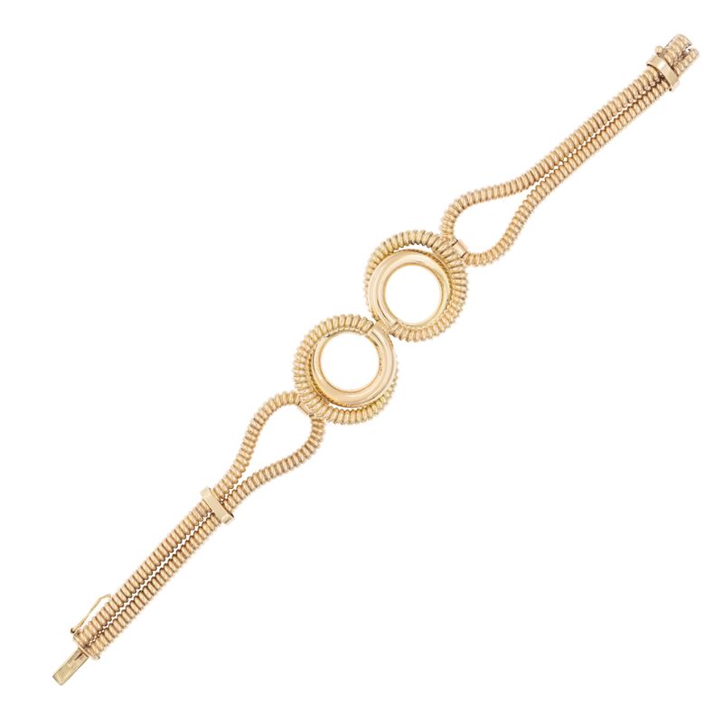 Bracciale tubogas a spirale in oro giallo 18kt, peso 25 gr.