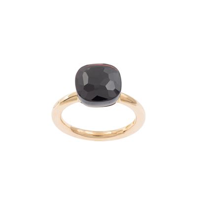 Anello in oro a due colori 18kt con granato sfaccettato