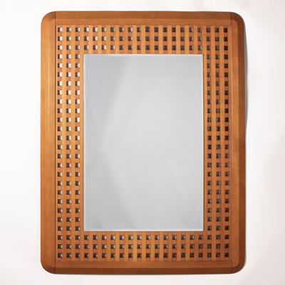 Manifattura italiana, Specchio da parete in legno e vetro specchiato