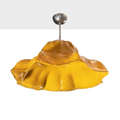 Lampada a sospensione mod. Ninfea in metallo e vetro colorato