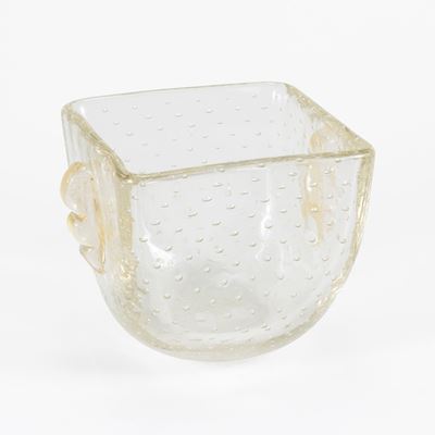 Vaso in vetro trasparente a bolle