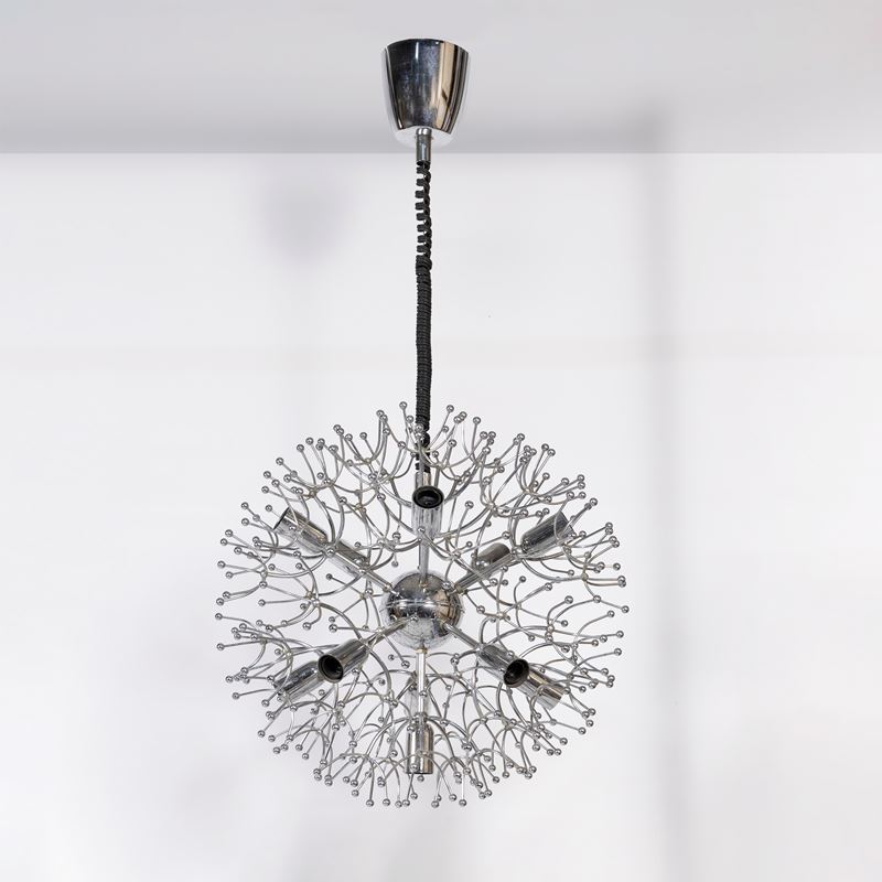 Gaetano Sciolari - Lampada a sospensione modello Sputnik in metallo cromato