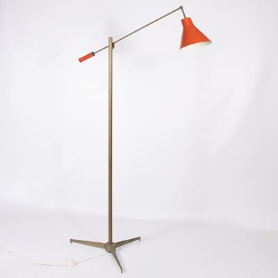 Lampada da terra orientabile in ottone e metallo verniciato