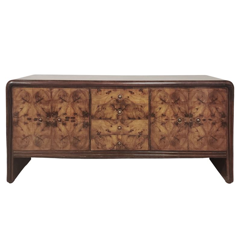 Manifattura italiana, Sideboard Decò in legno e ottone