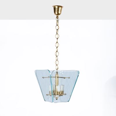 Fontana Arte, Lampada a sospensione in ottone e vetro trasparente