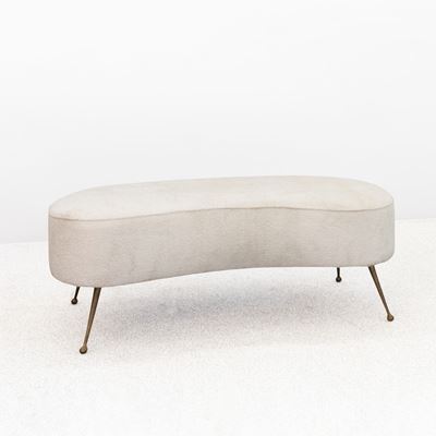 Gigi Radice, Pouf in tessuto imbottito e ottone, Italia, anni '50