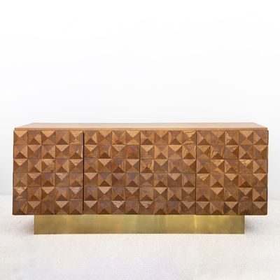 Manifattura italiana, Sideboard in legno e ottone