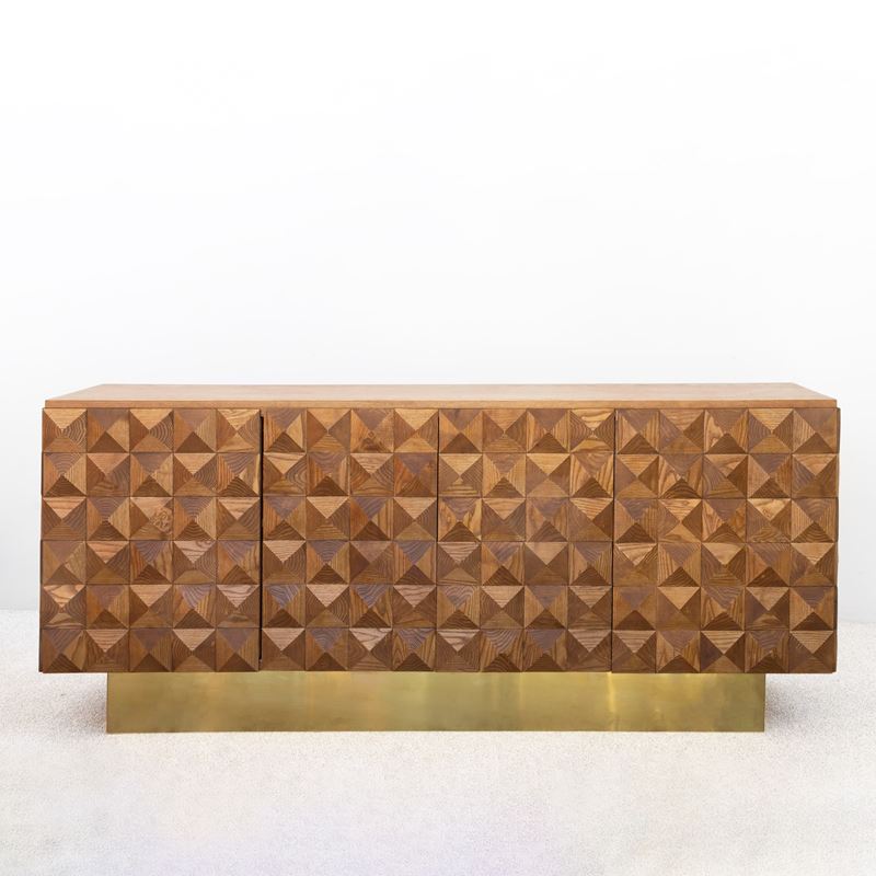 Manifattura italiana, Sideboard in legno e ottone