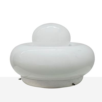 Lampada da tavolo mod. Electra in vetro opalino e metallo verniciato