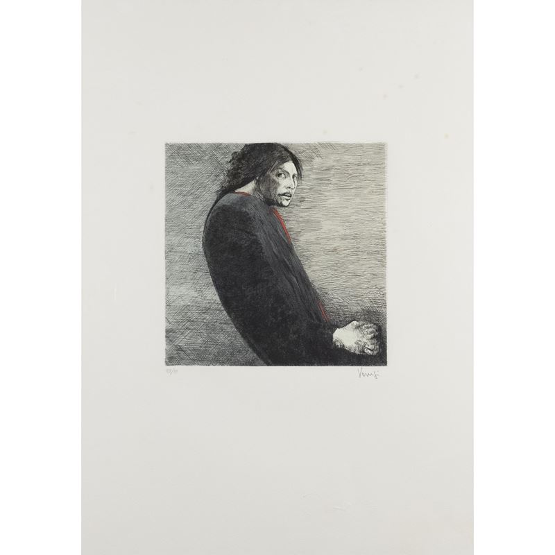 Giuliano Vangi - Senza titolo, acquaforte e acquatinta a colori, es. 88/99