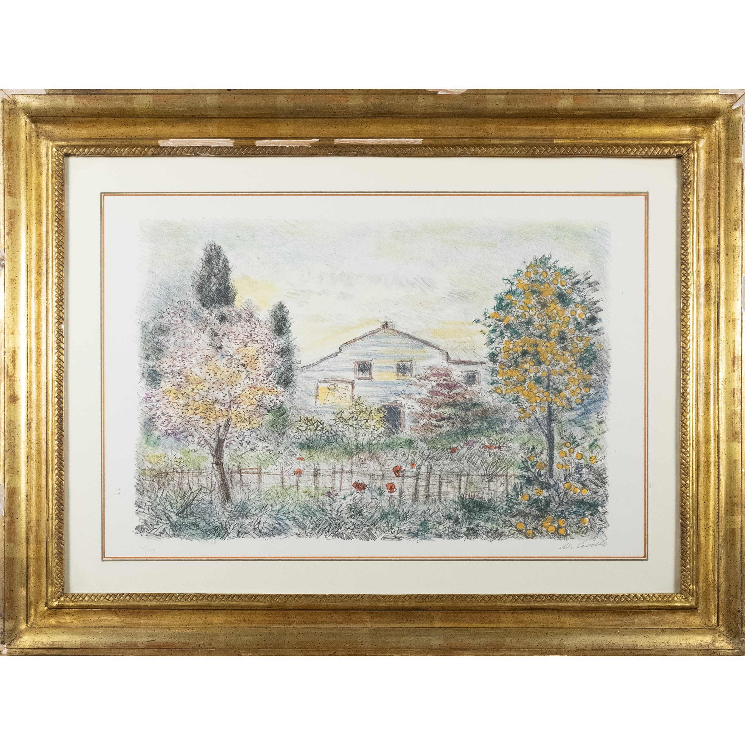 Michele Cascella - Paesaggio - litografia a colori, esemplare 31/125