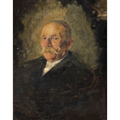 Pittore italiano, Ritratto di Reginaldo Monticelli, olio su cartoncino applicato su tela