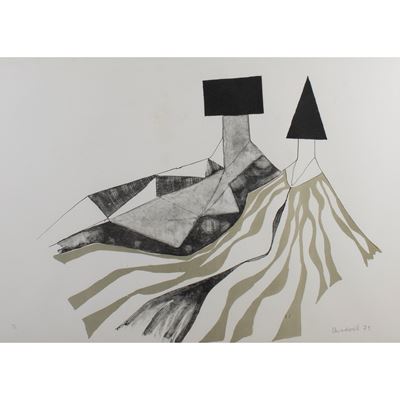 Reclining Couple, litografia a colori