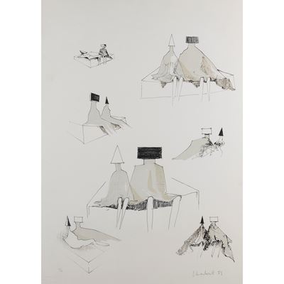 Sketches for Seated Couples, litografia a colori, 1973